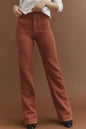 Braune Cordhose mit hoher Taille und eckigen Taschen