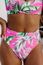 Strukturiertes Bikinihöschen mit tropischem Print in Rose