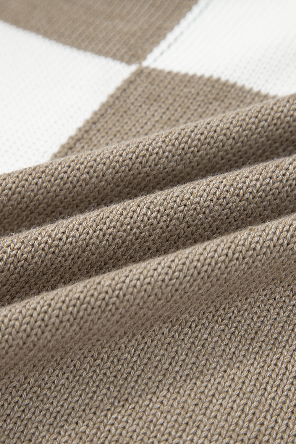 Brown Checkered Open Front Drop Shoulder Cardigan