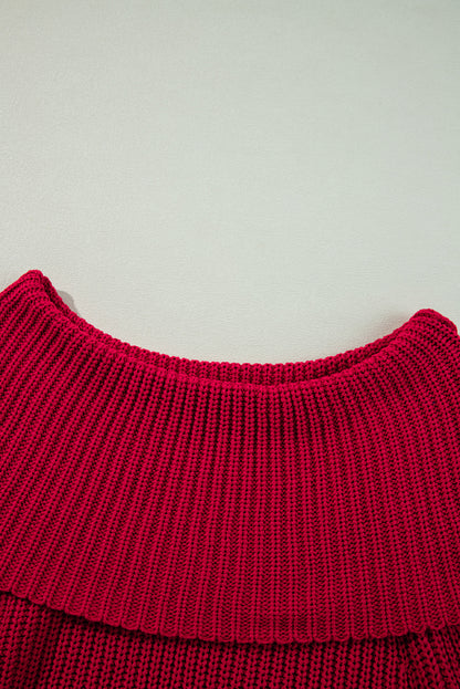 Racing Red Off-Shoulder Strickpullover