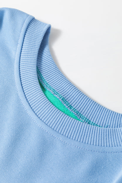 Sweatshirt mit überschnittener Schulter und Patchwork-Muster im Farbblockdesign von Blossom