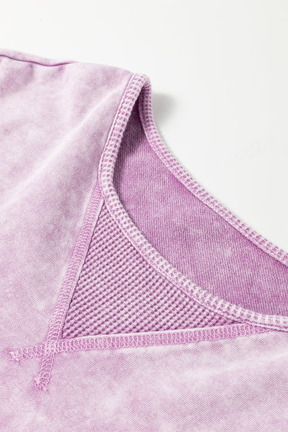 Übergroßes T-Shirt mit sichtbaren Nähten und überschnittener Schulter in Orchid Petal Mineral Wash