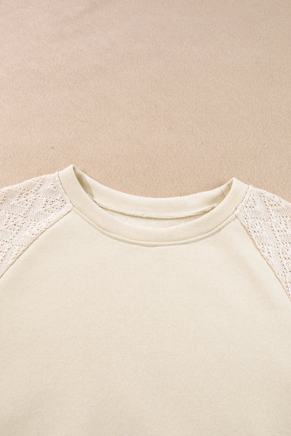 Pullover mit Raglanärmeln und Lochmuster im Patchwork-Stil aus Pergament