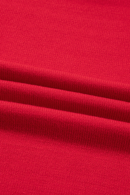 Fiery Red YEEHAW Embroidered Letter Loose Short Sleeve Sweater