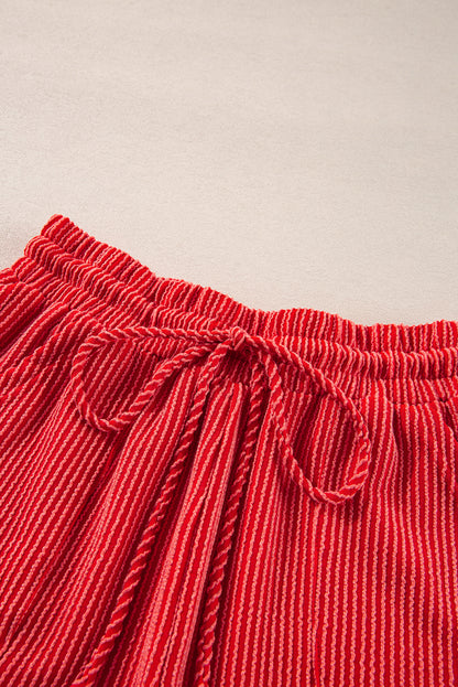 Racing Red Corded MERRY Graphic Langarm-Top und Shorts Set