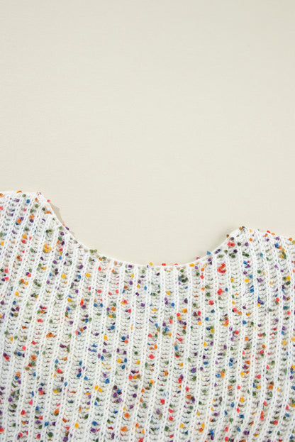 Weißer Konfetti-Wendepullover mit Twist