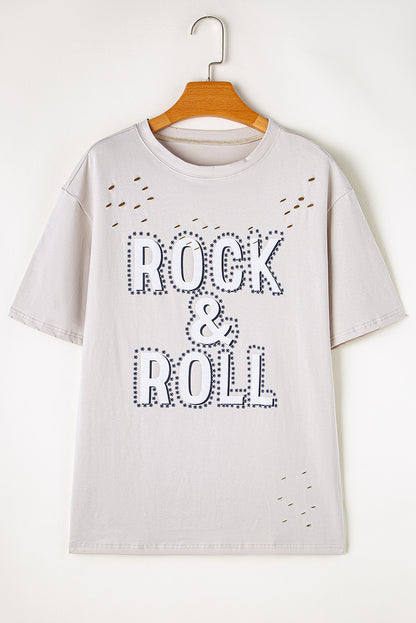 Graues Vintage-T-Shirt mit Rock &amp; Roll-Grafik
