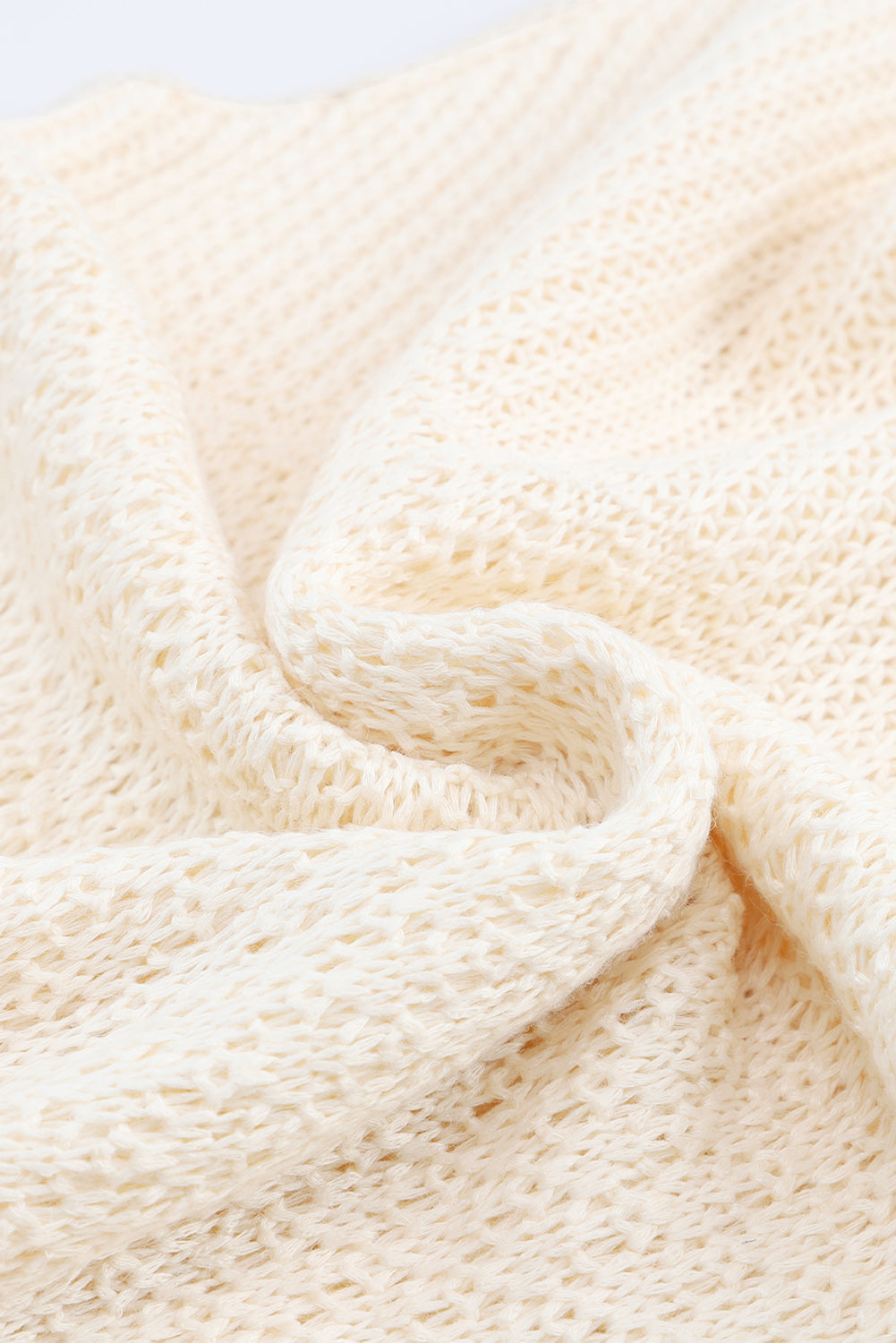 Beige Crochet Ruffled Hem Knitted Vest