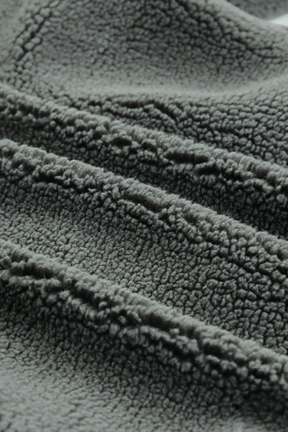 Graue Sherpa-Jacke mit Ellbogenflicken aus Cord