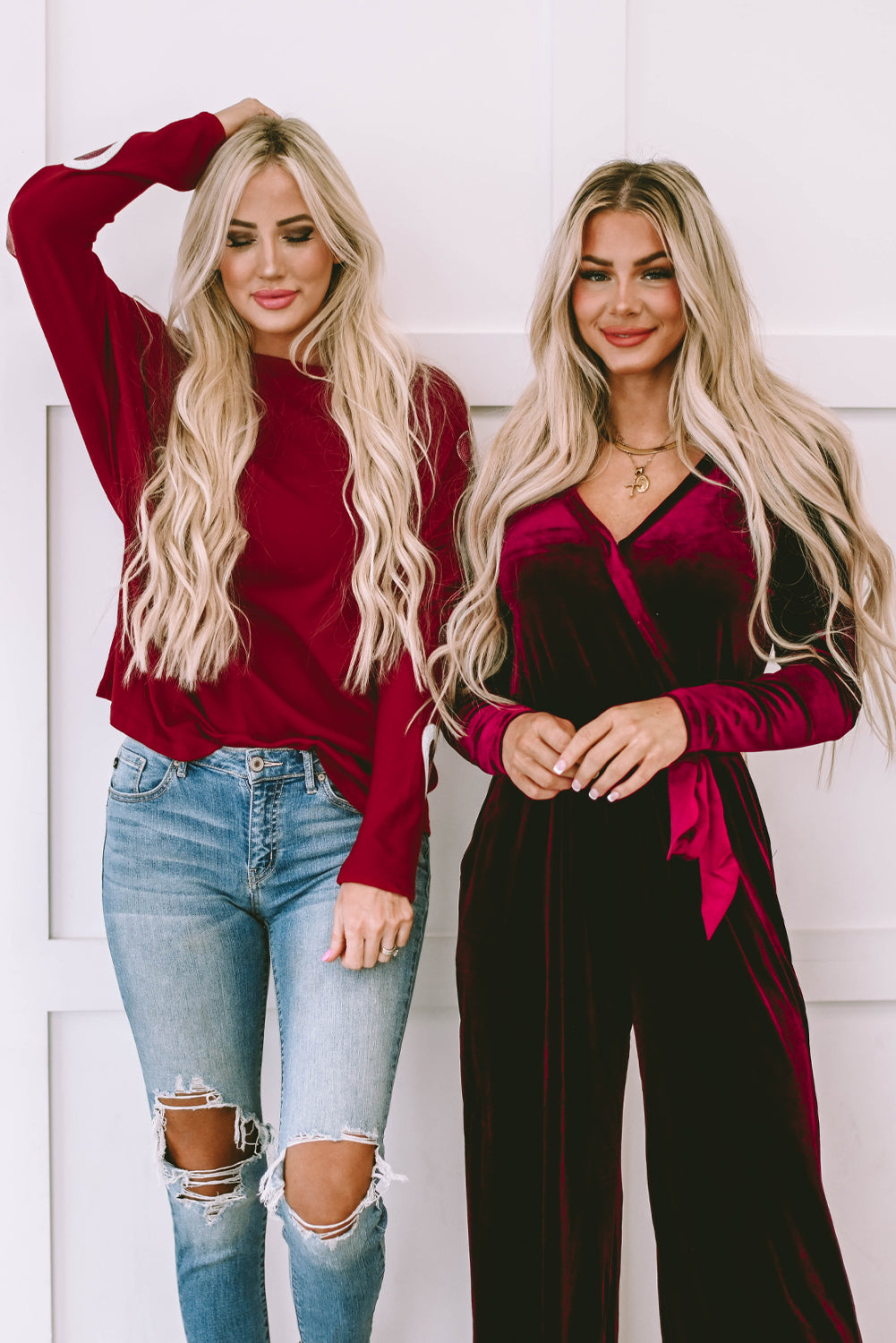 Rotes, Paillettenbesetztes Valentinstag-Top mit Herz-Print