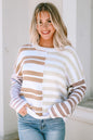 Lässiger Pullover mit Streifen und überschnittener Schulter