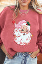Erdbeerrosa Glitzerndes Sweatshirt mit Rundhalsausschnitt und Kordelzug mit Weihnachtsmann-Motiv