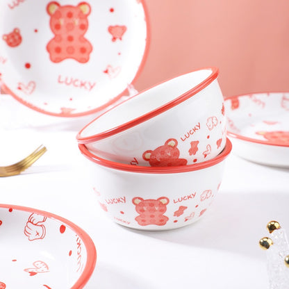 Cartoon Lucky Bear Ceramic Tableware Set