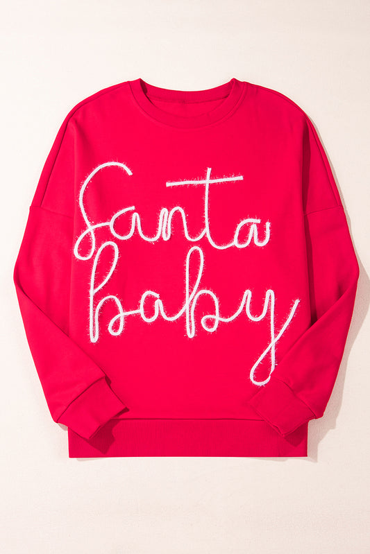 Feurig Rot Weihnachten Santa Baby Lametta Grafik Sweatshirt