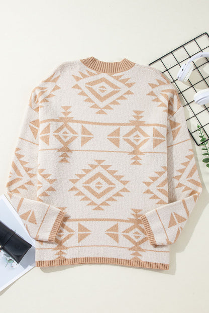 Apricot – Lockerer Pullover mit Western-Azteken-Print in Übergröße