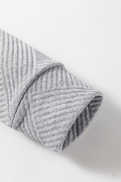 Graues, einfarbiges, strukturiertes Etuikleid mit langen Ärmeln