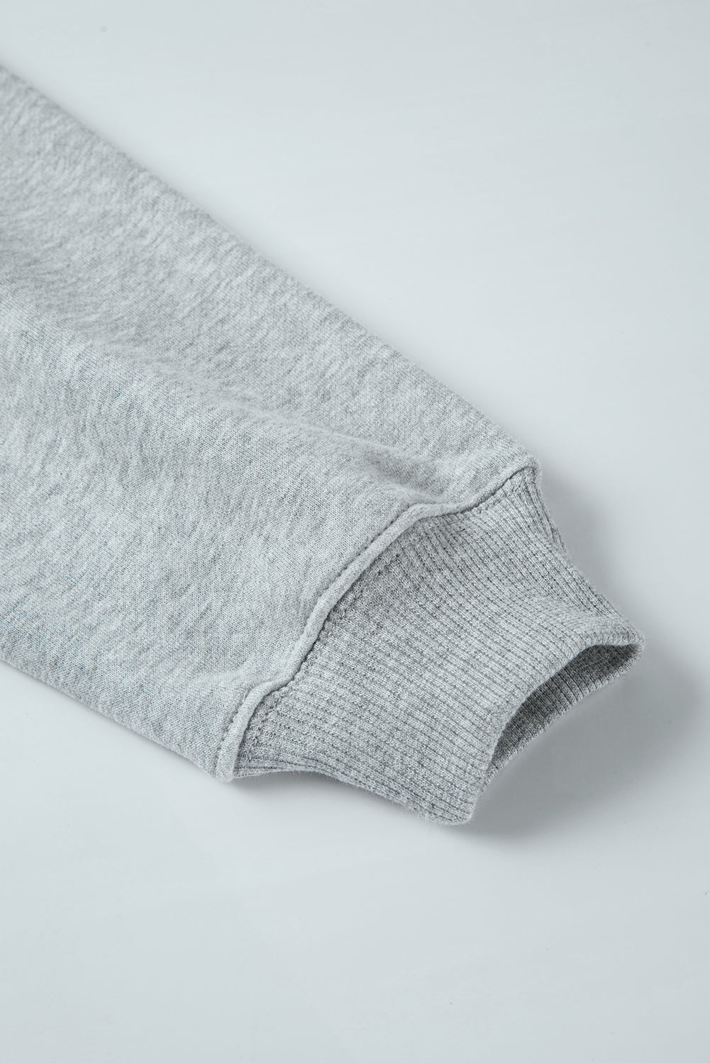 Hellgraues, einfarbiges, lockeres Fleece-Sweatshirt mit Rundhalsausschnitt