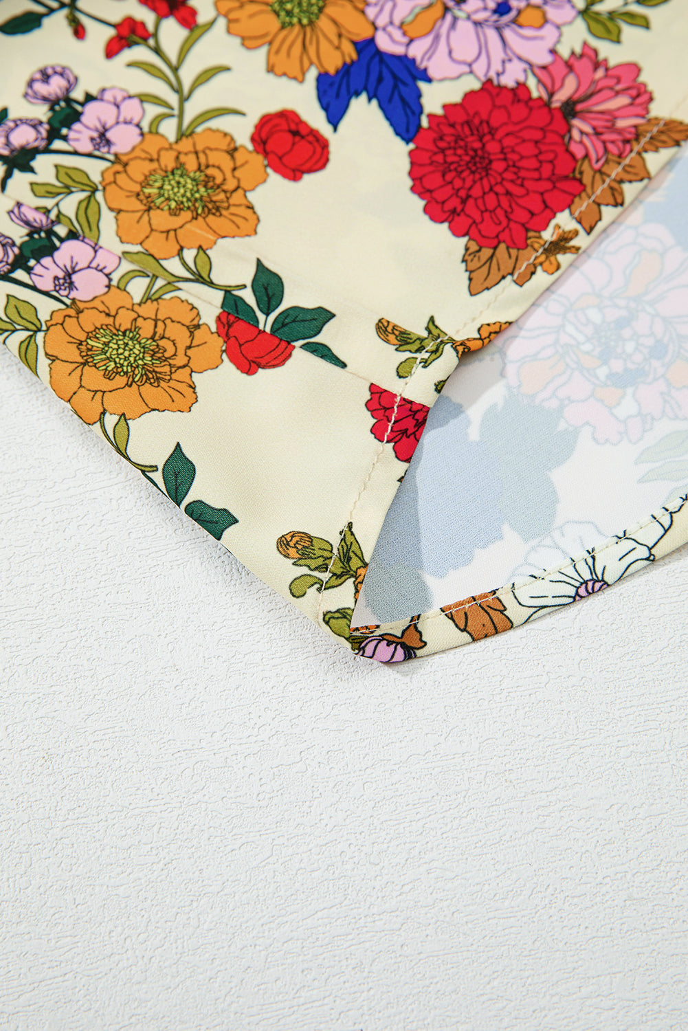 Apricot Ruffled Shoulder Long Sleeve Floral Blouse