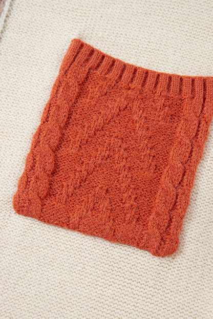 Pullover mit überschnittener Schulter und aufgesetzter Tasche in Colorblock-Optik in Gold Flame