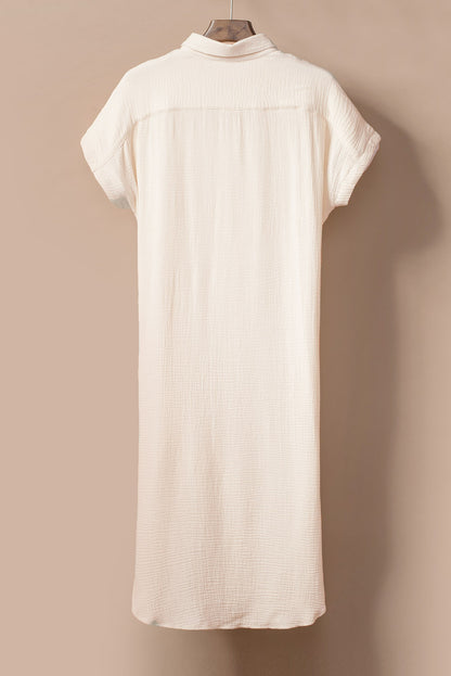 Apricot – Maxi-Strandkleid mit gekräuselten Knöpfen und Schlitzen