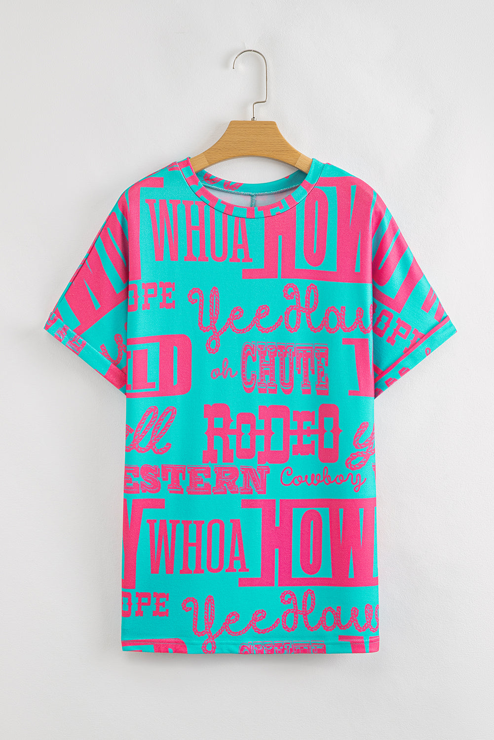 Grünes Howdy Cowboy-T-Shirt mit Buchstaben-Print im Western-Stil