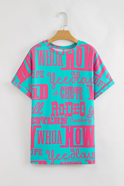 Grünes Howdy Cowboy-T-Shirt mit Buchstaben-Print im Western-Stil