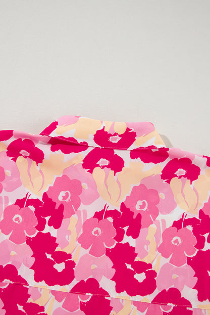 Rosafarbenes Hemd mit Puffärmeln und Blumenmuster