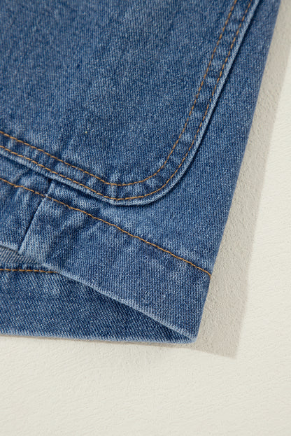 Segelblaue Jeansjacke mit Seitentaschen und Reverskragen