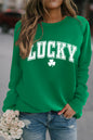 Grünes Sweatshirt mit Raglanärmeln und Glücksklee-Print von St. Patrick's Day