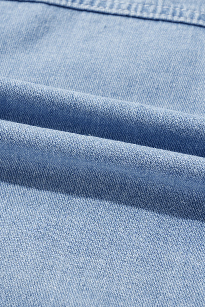 Khakifarbene Oversize-Jeansjacke mit Patchwork-Karomuster und Knöpfen