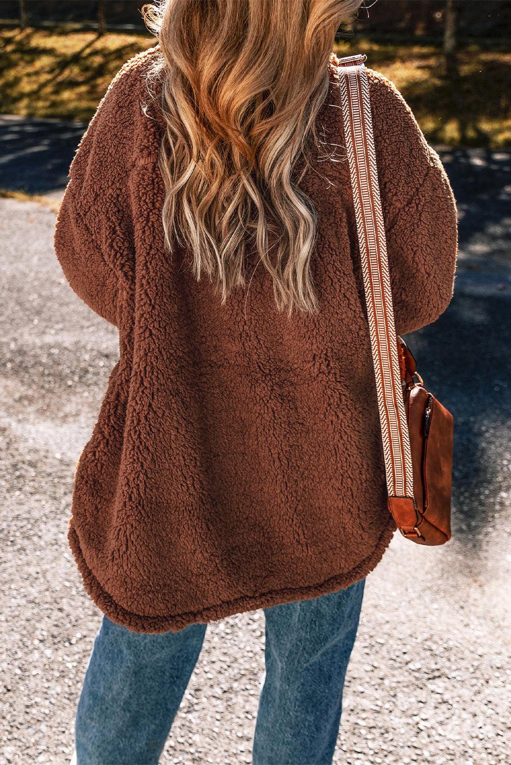 Red Clay Teddybär-Jacke aus Kunst-Lammfell