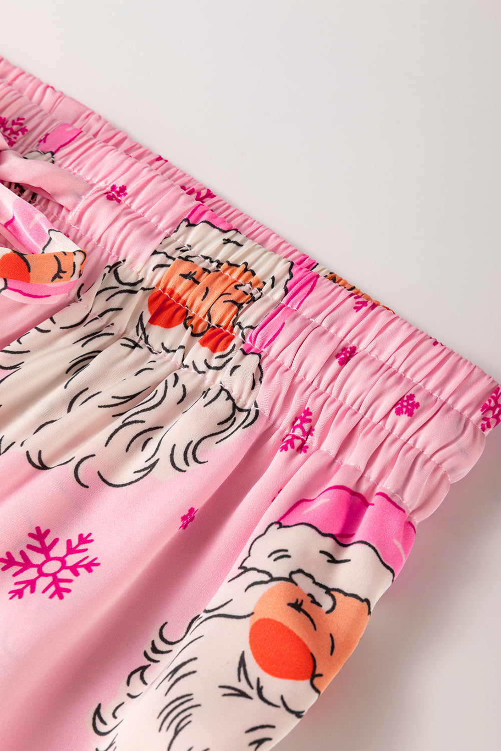 Rosa Weihnachtsmann Schneeflocke Langarmshirt Weihnachtspyjama-Set