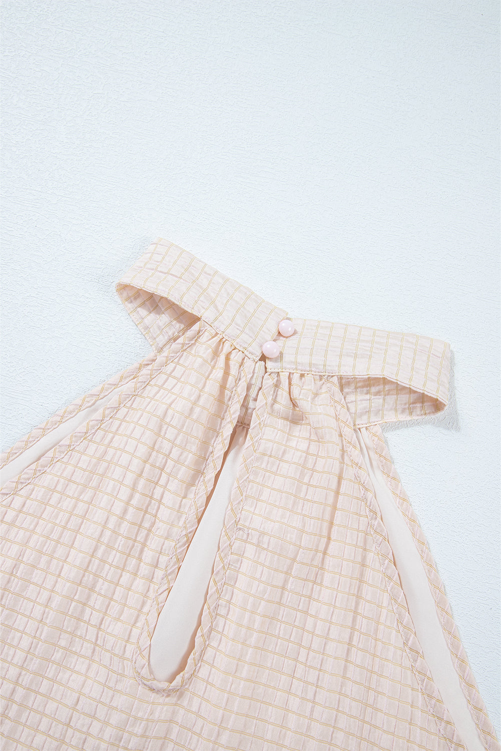 Apricot Halter Button Keyhole Back Textured Sleeveless Top