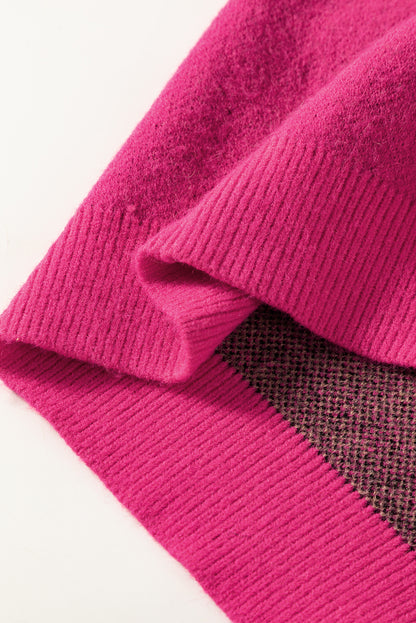 Rosaroter, lässiger Strickpullover mit wildem Tiermuster