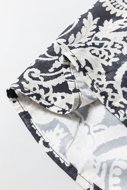 Schwarze Hose mit weitem Bein und Bohemien-Print
