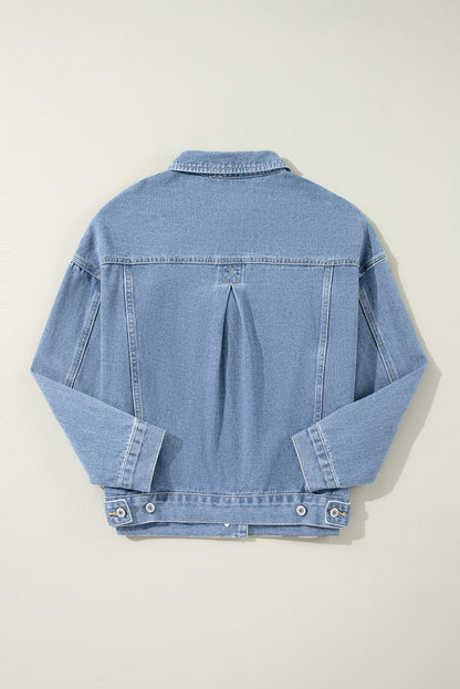 Wild Wind Washed Oversize-Jeansjacke mit Taschen