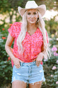Rosa Bluse mit V-Ausschnitt und Leopardenmuster