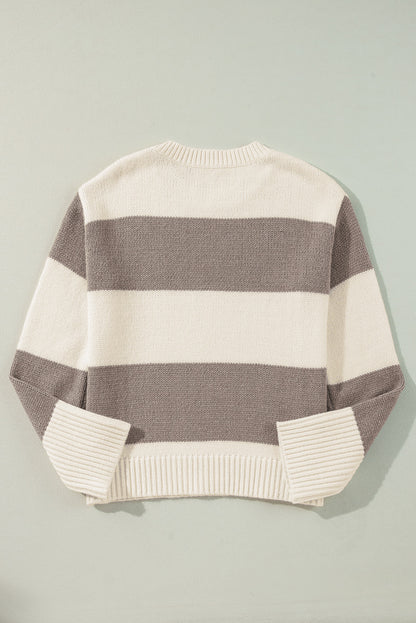 Simply Taupe – Lockerer Pullover mit Farbblockdesign