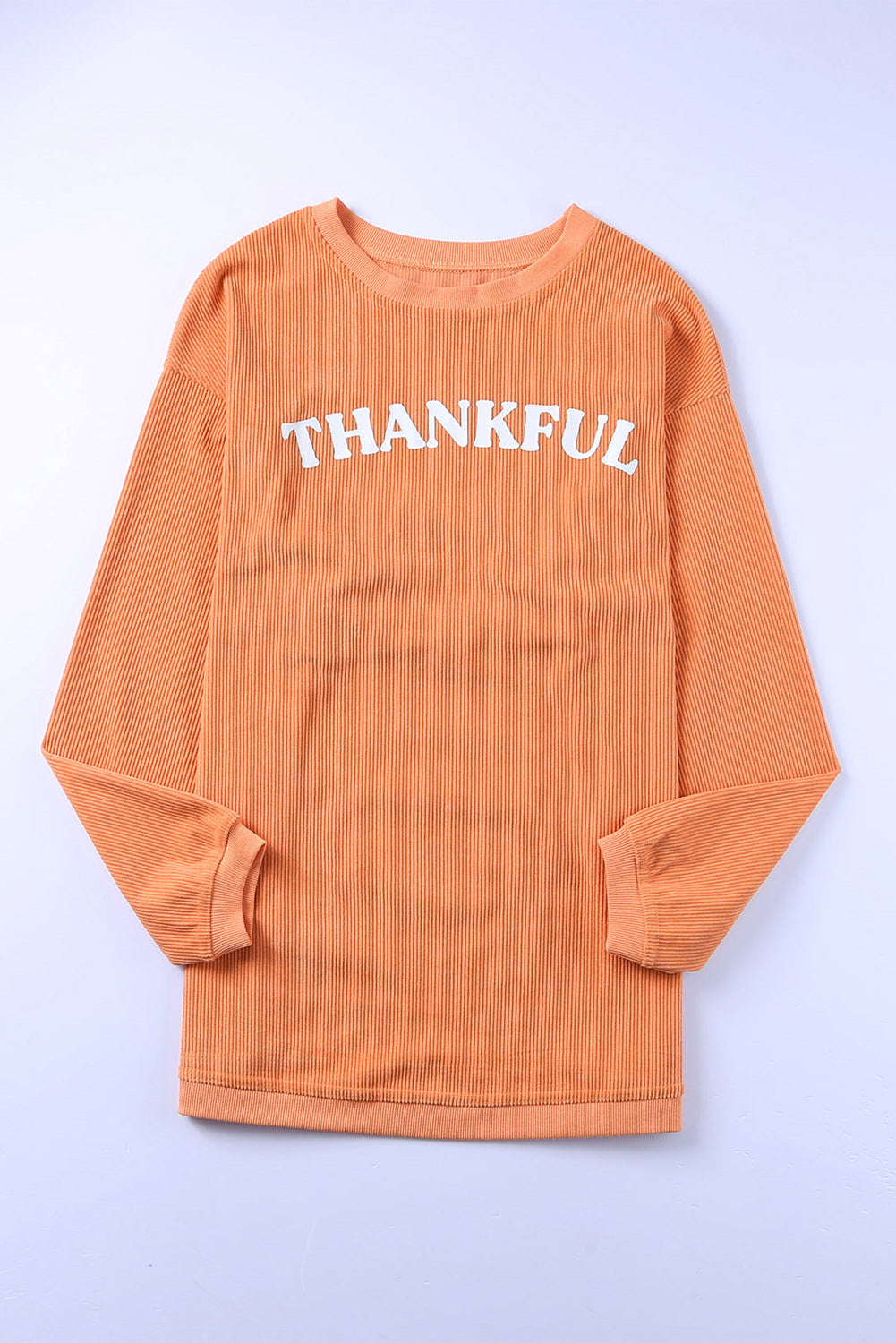 Oranges Sweatshirt mit THANKFUL-Buchstabengrafik