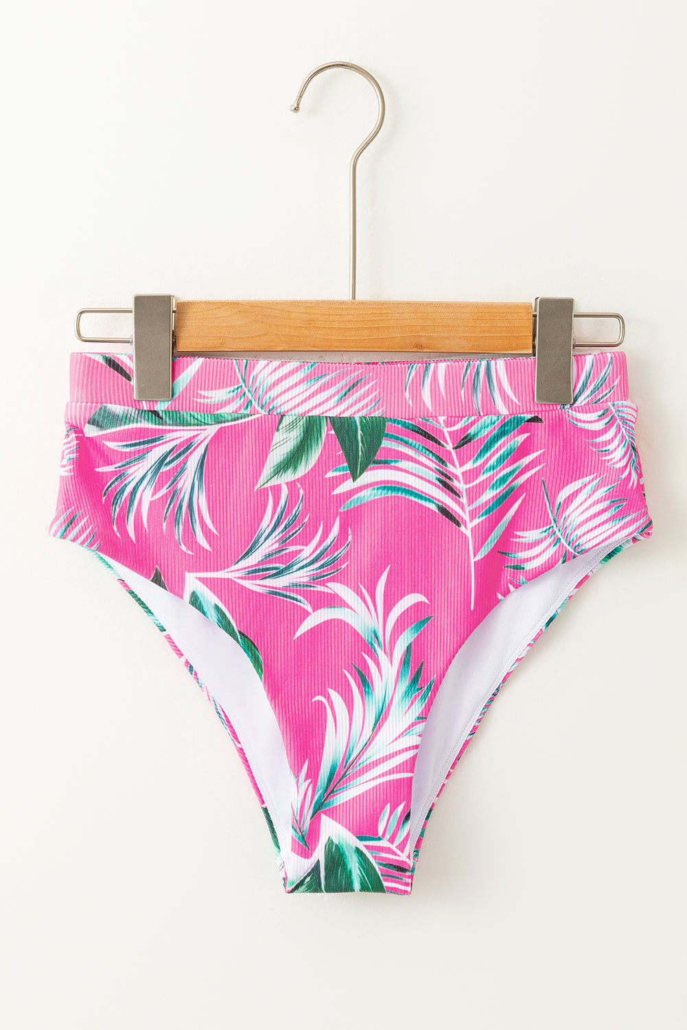 Strukturiertes Bikinihöschen mit tropischem Print in Rose