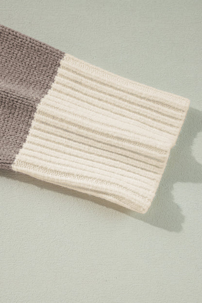 Simply Taupe – Lockerer Pullover mit Farbblockdesign