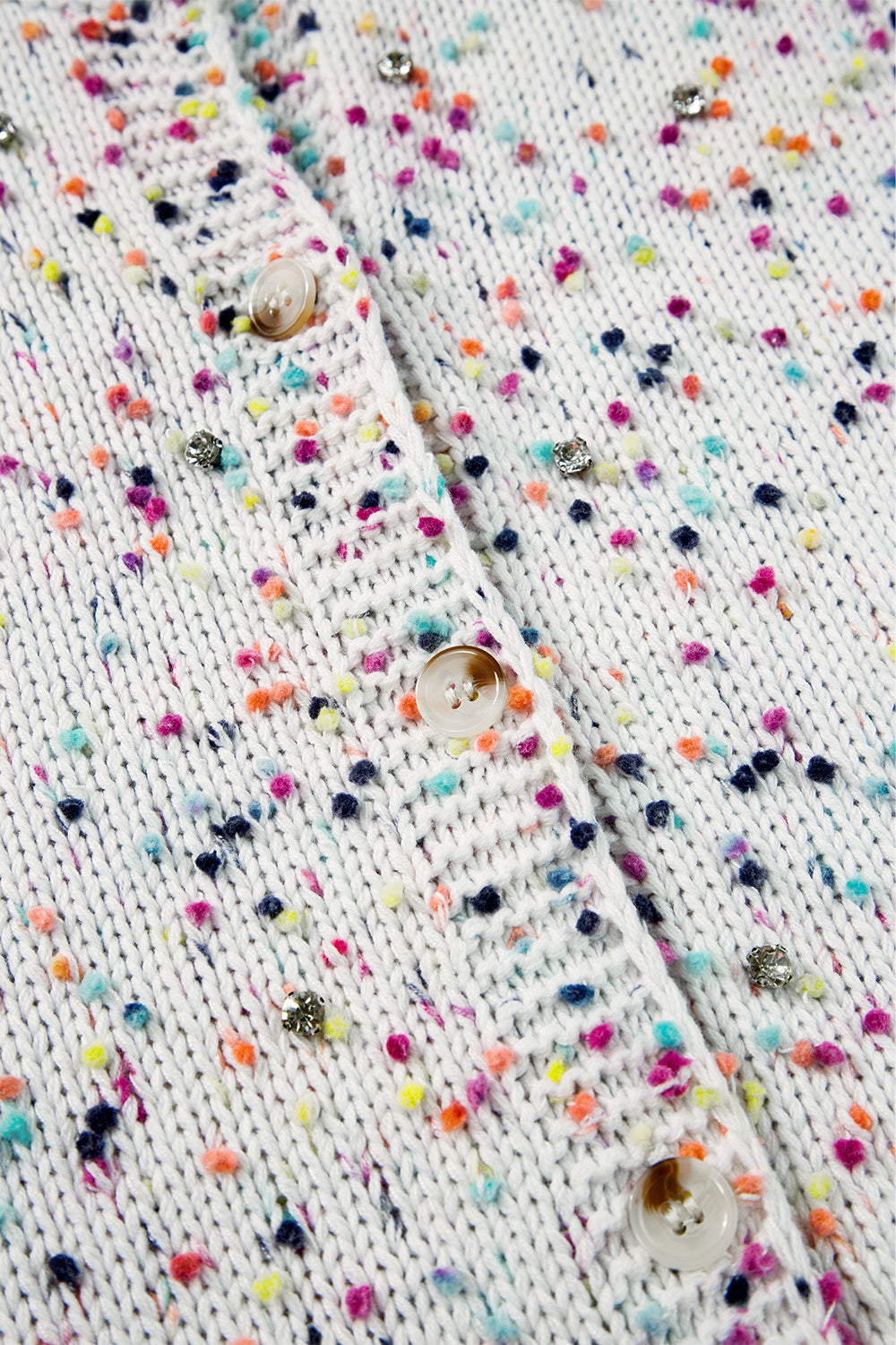 Weißer mehrfarbiger Konfetti-Pullover-Cardigan