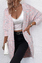 Rosa, mehrfarbige Strickjacke mit offener Vorderseite und Konfetti