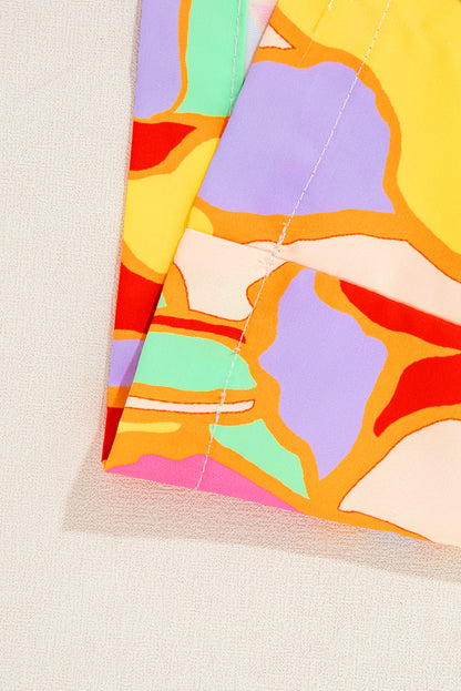 Gelbe Bluse mit Puffärmeln und abstraktem Print