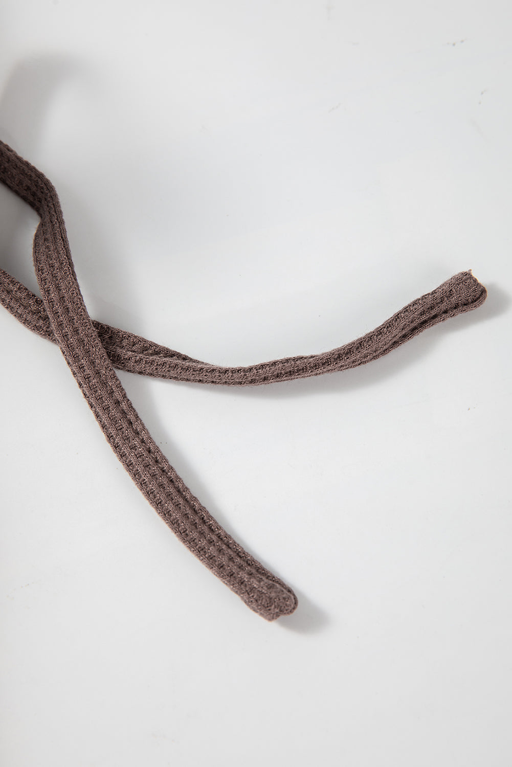 Kaffeefarbener, übergroßer Kapuzenpullover mit Waffelstrick und Fleecefutter