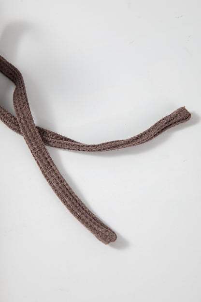 Kaffeefarbener, übergroßer Kapuzenpullover mit Waffelstrick und Fleecefutter