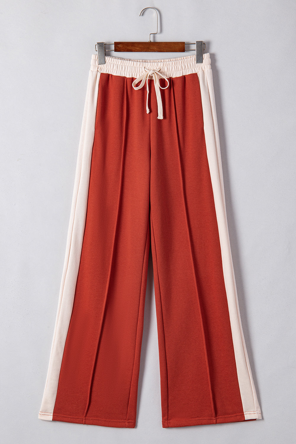 Flamingo-Hose mit Farbblock und Kordelzug, hoher Taille und weitem Bein
