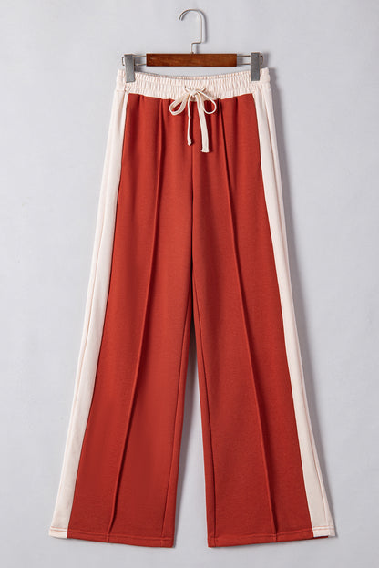 Flamingo-Hose mit Farbblock und Kordelzug, hoher Taille und weitem Bein