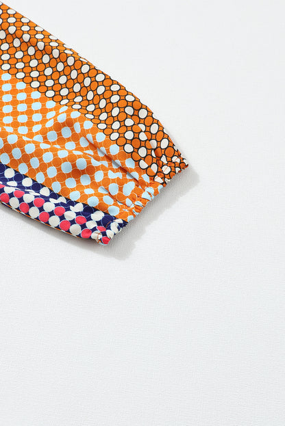 Braunes langärmliges Button-Down-Etuihemd mit Punktmuster