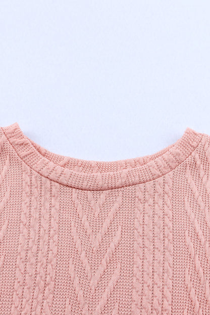 Rosa Strickoberteil mit Leopardenmuster und Pailletten
